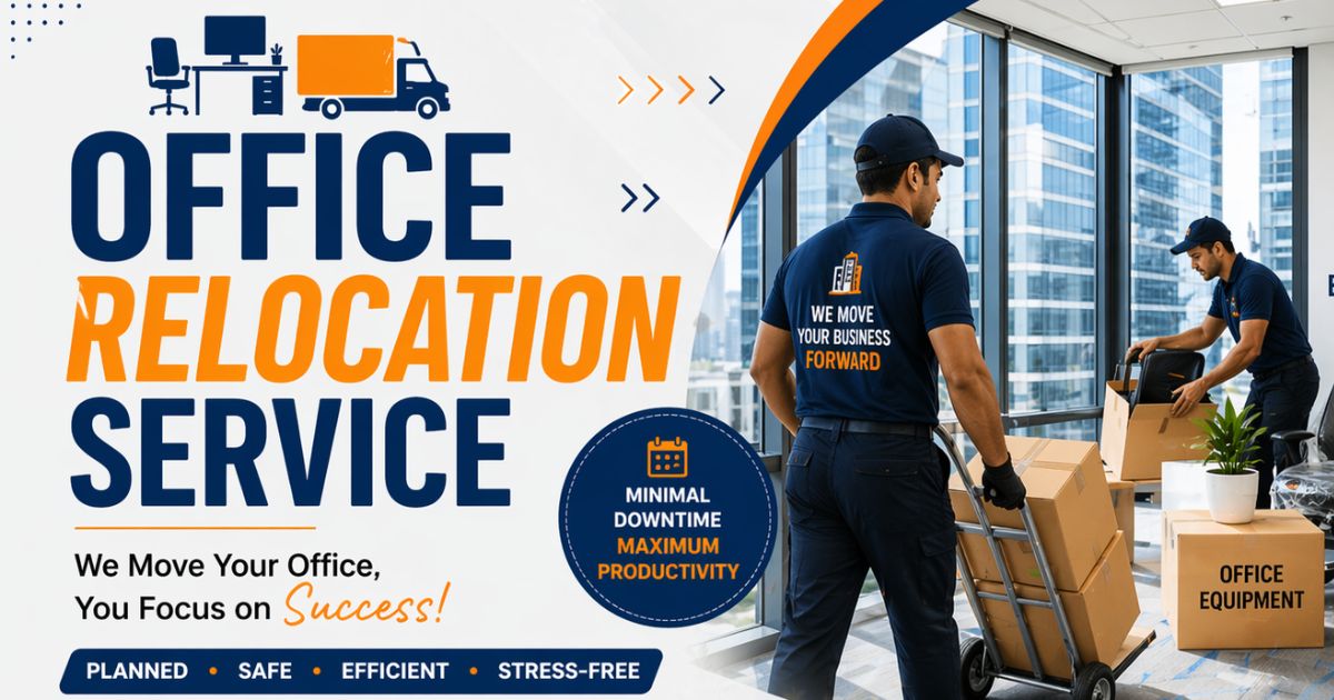 Office relocation crew packing workstations from Ahmedabad to Mumbai